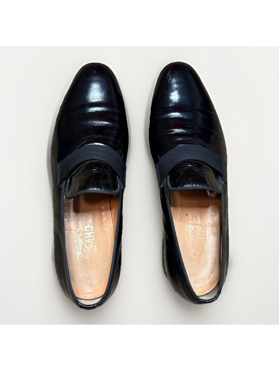 Salvatore Ferragamo Sz 10D Black Patent Leather Tuxedo Loafer Dress Shoes Italy main image 6